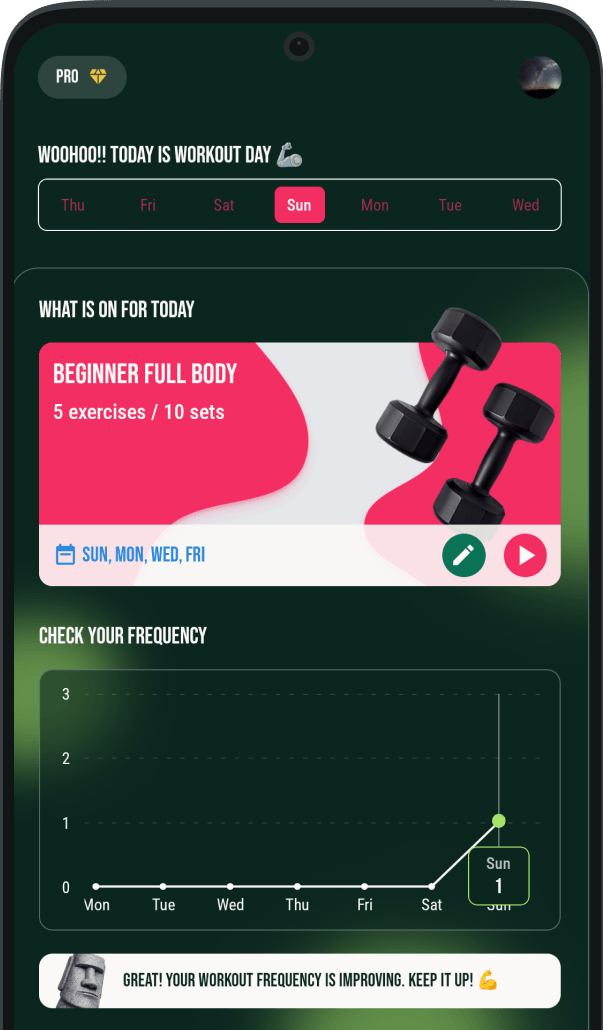 Moai app home screen in English
