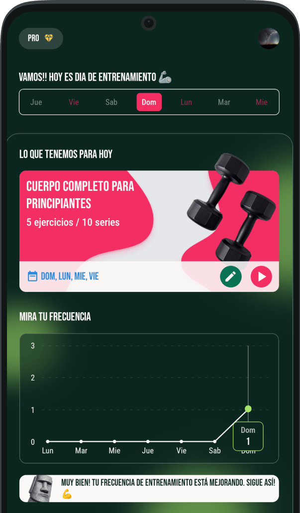 Pantalla de inicio de la aplicación Moai en español